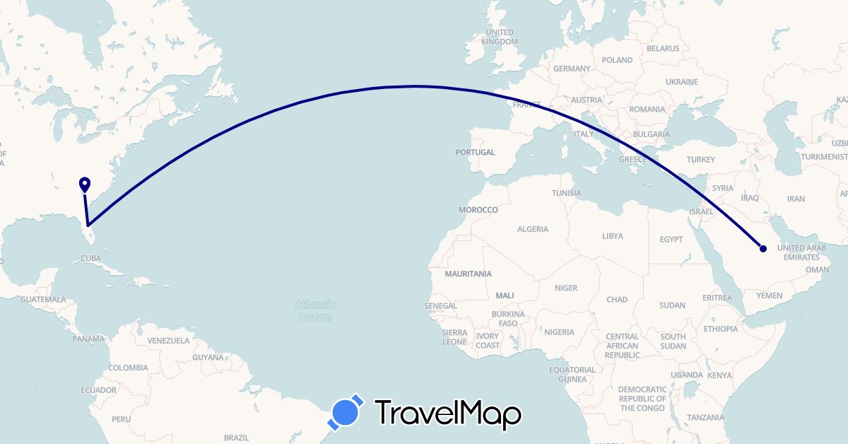 TravelMap itinerary: driving in Saudi Arabia, United States (Asia, North America)